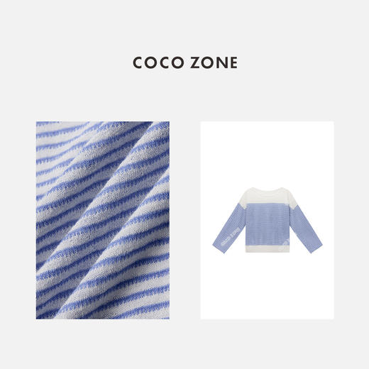 COCO ZONE2024"海洋”条纹撞色长袖针织衫气质百搭圆领上衣CC1B0931 商品图2