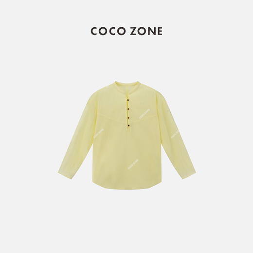 COCO ZONE"午后花园"夏季100棉盘扣立领衬衫通勤百搭纯色长袖上衣CC1B0962 商品图0