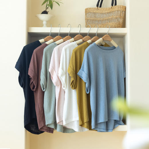 【福利清仓】多色！棉麻连肩袖透气短袖T恤 商品图1
