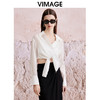 VIMAGE纬漫纪夏季新款时尚系带显瘦百搭舒适防晒休闲白衬衫V2109707 商品缩略图4