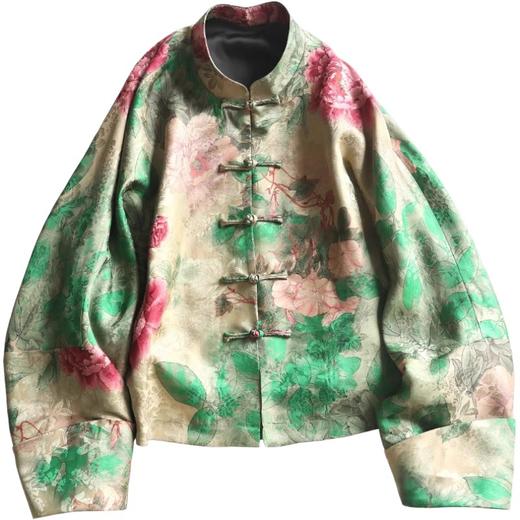 雀说 交织纱印花文艺新中式改良盘扣立领印花上衣 D028-9780 商品图4