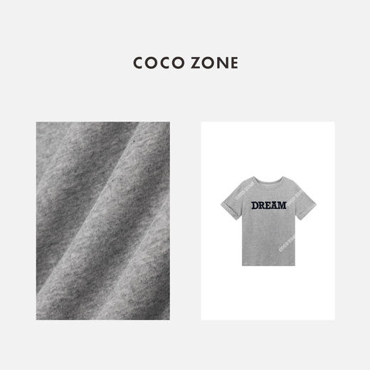 COCO ZONE2024简约圆领字母绣花T恤显瘦通勤休闲上衣CC2B0780 商品图2