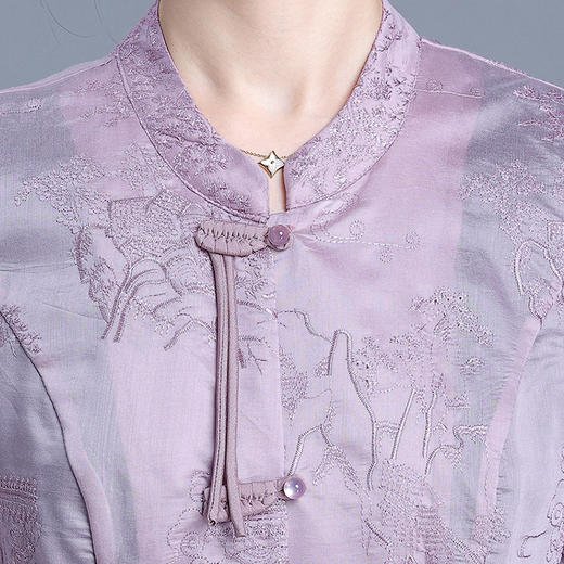 新中式国风连衣裙，复古印花短款上衣外套+内搭连衣裙两件套QYM-KED-H1785T-Y 商品图3