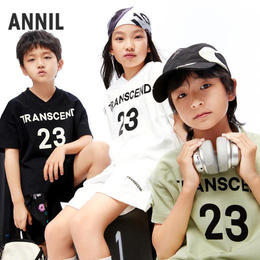 男女童光感液氨V领短袖套装夏季新款安奈儿童装EM421164 商品图1