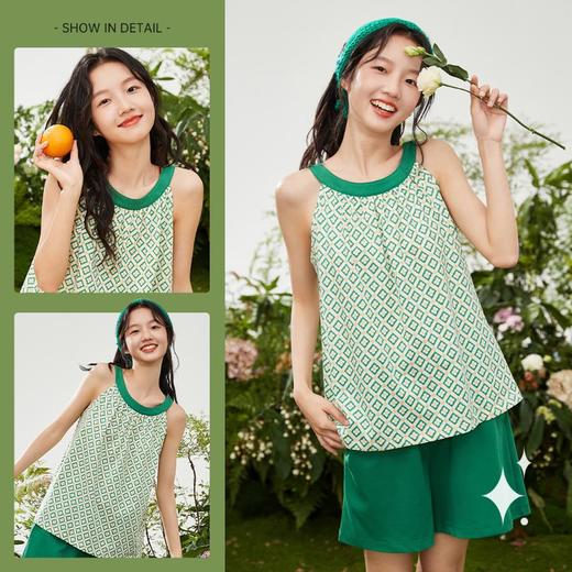 3部顶瓜瓜女士趣野短袖双层肤感家居服套装DJJWX-AQ22565 商品图0