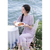 鹿向南「紫苑芳菲」新中式设计感连衣裙女夏季收腰系带开叉长裙L36532 商品缩略图3