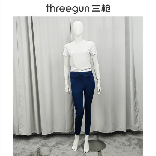Threegun三枪 水洗牛仔修身女九分裤-60882B011 商品图6