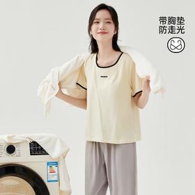 3部顶瓜瓜女士带胸垫可外穿短袖长裤家居服套装DJJWX-AQW22626