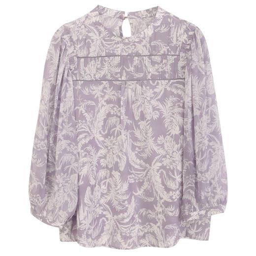 玳莎法式印花真丝衬衫女2024夏季新款织带拼接设计感小众长袖上衣  EB31302 商品图4