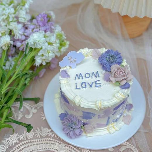 优雅紫韩式裱花蛋糕（同城配送） | 烤爱 商品图0