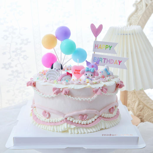 女孩款 Sanrio三丽鸥 美乐蒂 凯蒂猫 玉桂狗 帕恰狗 库洛米 粉色系 复古裱花 商品图0