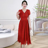 QYM 58B9161 -L收腰时尚雪纺裙V领优雅气质连衣裙 商品缩略图0