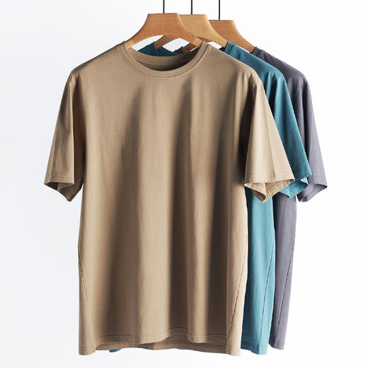 weyo夏季新款男长绒棉休闲纯色上衣圆领T恤23301 商品图0