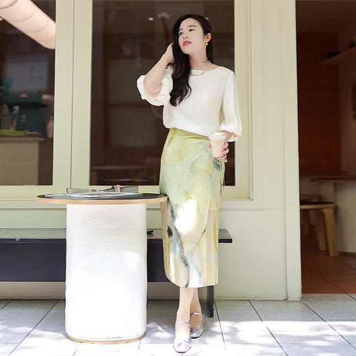 【福利清仓】定制印花| 真丝双绉高腰半身裙 商品图3