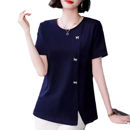 MZ-16541时尚减龄小衫夏季新款大码女装洋气宽松套头短袖T恤上衣 商品图4