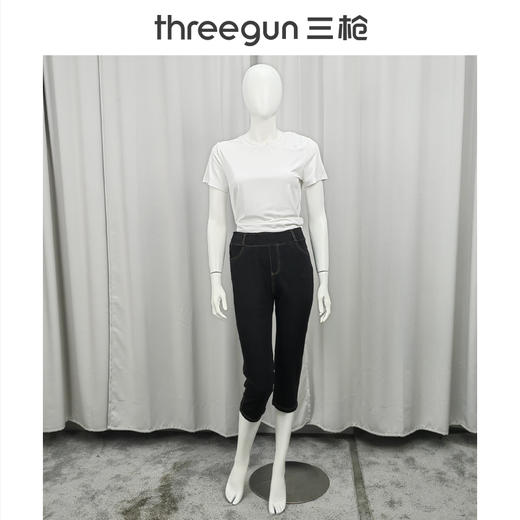 Threegun三枪 水洗牛仔女士直筒七分裤-60881B011 商品图0