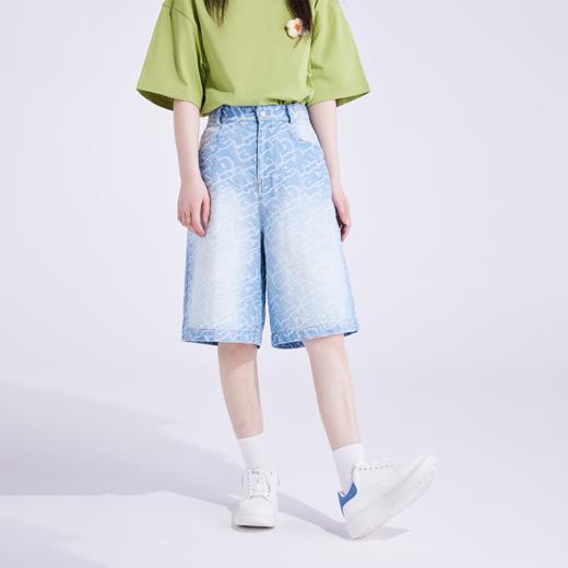 ACEYKYB黄子韬提花牛仔裤2025夏季新款水洗做旧复古百搭五分短裤 商品图0