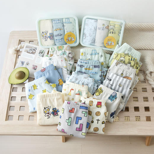 【高品质不夹屁屁，妈妈放心的小裤裤】4条装儿童内裤 女童男童纯棉a类 图案随机 平角卡通中大童短裤 便当盒装学生棉内裤-QQ 商品图5