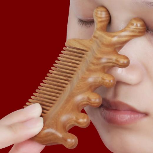 暖曰多功能绿檀木头部按摩梳【G】 商品图3