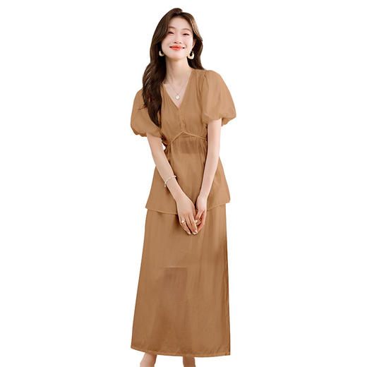HRFS-29739简洁大方纯色套装夏季上新气质时尚优雅舒适透气两件套裙 商品图4
