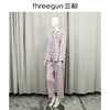 Threegun三枪 纯棉彩格翻领开襟长袖长裤女家居套-81690D911 商品缩略图1