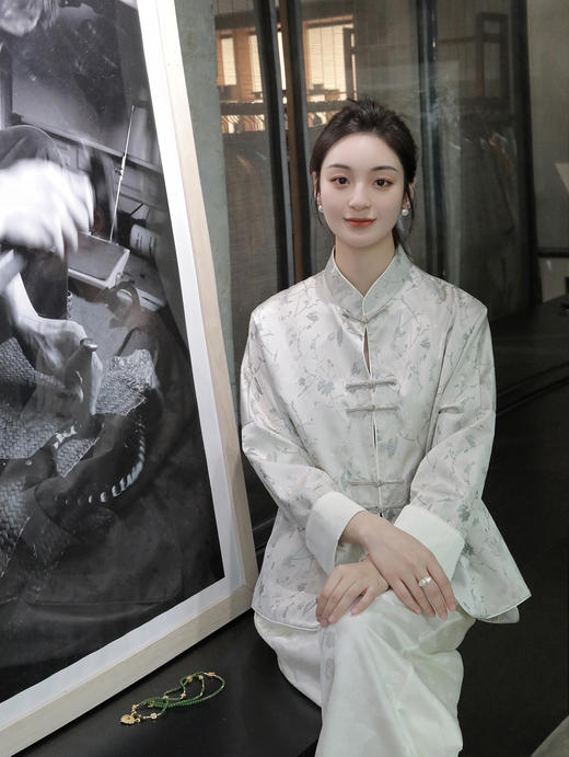 盛唐婧 |真丝宋锦喜鹊梅花立领对襟外套 商品图7