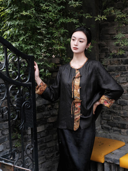 盛唐婧 |香云纱江涯海水纹两面穿外套 商品图9