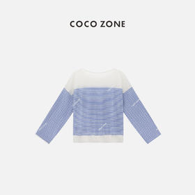 COCO ZONE2024"海洋”条纹撞色长袖针织衫气质百搭圆领上衣CC1B0931