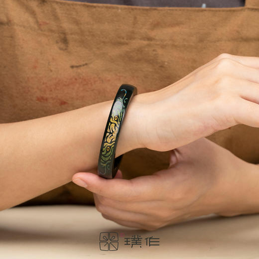 璞作文化 龙凤叮当手镯/青白龙手镯/老虎手镯 和田玉大漆工艺 商品图10