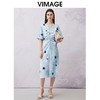 VIMAGE纬漫纪夏季新款时尚V领挂脖修身显瘦印花连衣裙V2107750 商品缩略图0