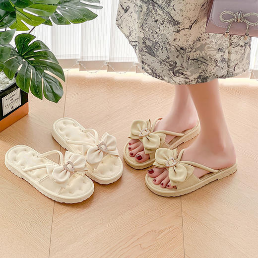 西遇法式小凉拖鞋女新款夏季水钻蝴蝶结配裙子鞋平底外穿拖鞋D1546941 商品图0
