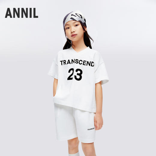 男女童光感液氨V领短袖套装夏季新款安奈儿童装EM421164 商品图2