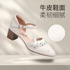信诺 真皮包头凉鞋 2024新款夏季一字扣中空尖头中跟女粗跟妈妈鞋24C3113-026 商品缩略图1