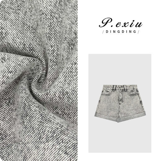 03-3潘依绣丁丁宠粉潘依绣【风吹一夏】重工水洗美式复古卷边牛仔短裤 D6268 商品图0