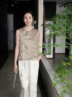 盛唐牡丹 |如意宝相纹重缎宋锦 偏襟马甲