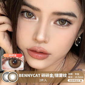 BENNYCAT /  碎碎金/银雾纹 /  年抛美瞳 /  2片入 /  14.5mm / 双倍明显扩瞳粗边深邃上镜款