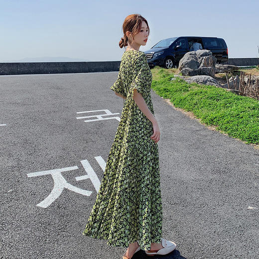 法式高级感碎花雪纺连衣裙女2024新款夏装韩系收腰显瘦a字蛋糕裙_ym 商品图4