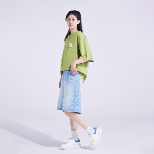 ACEYKYB黄子韬提花牛仔裤2025夏季新款水洗做旧复古百搭五分短裤 商品图2