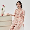 3部顶瓜瓜夏季纯棉女士小V领短袖中裤家居服套装DJJWX-AQW22589 商品缩略图1