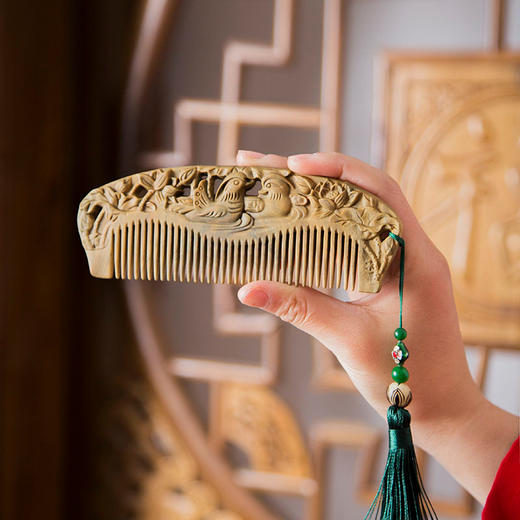 周广胜绿檀木梳子礼盒， 非遗手工雕绿【G】 商品图1