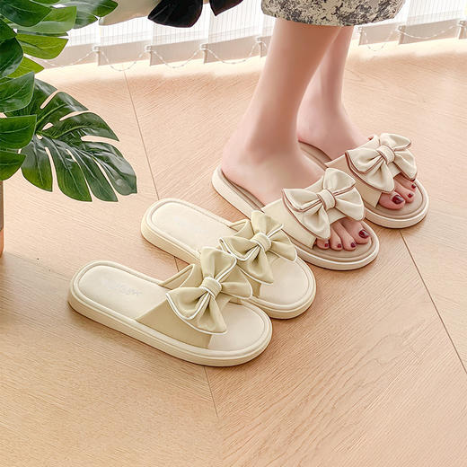 西遇凉拖鞋女外穿新款夏季法式时尚蝴蝶结圆头平底配裙子拖鞋D1546942 商品图0