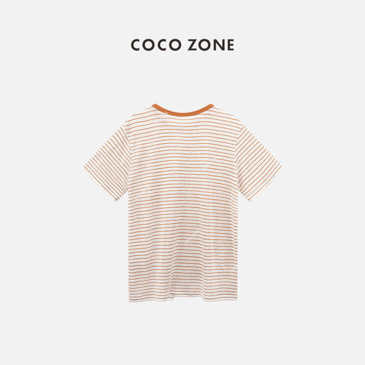 COCO ZONE“橘子”夏季时尚条纹短袖T恤复古撞色圆领修身显瘦上衣CC1B1089 商品图1