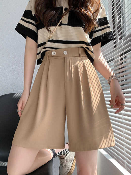 【冰感出行 爽到不行】时尚OL必备！设计感西装短裤，高腰显瘦，阔腿藏肉，秒变大长腿！冰感耐磨面料，百搭双扣，掀起休闲五分裤新风潮！ 商品图3