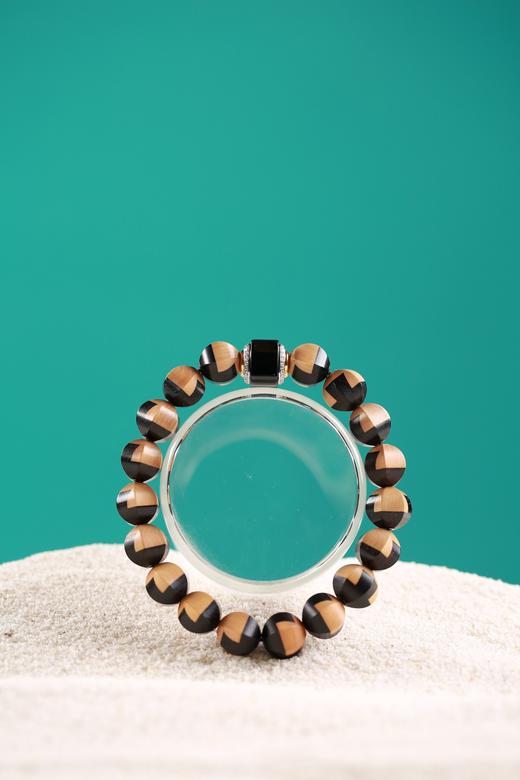 ZGT0068°紫光檀&黄杨木榫卯手串 商品图0