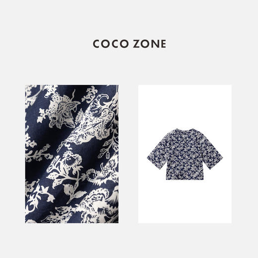 COCO ZONE”奶奶服“夏季时尚套头印花短袖衬衫设计感百搭休闲上衣CC1B1067 商品图2