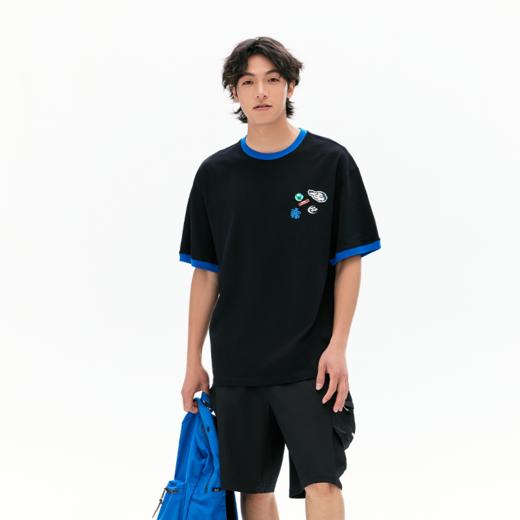 ACEYKYB黄子韬趣味徽章T恤2025夏季新品中性撞色领口凉感抑菌短袖 商品图1