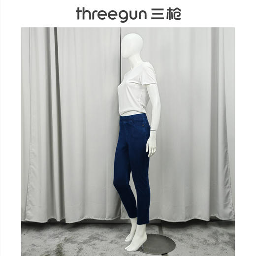 Threegun三枪 水洗牛仔修身女九分裤-60882B011 商品图7