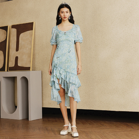 MAXRIENY | 【商场同款】MAXRIENY蜻蜓系列春日清新印花连衣裙修身(货号:MC88DR072F60)