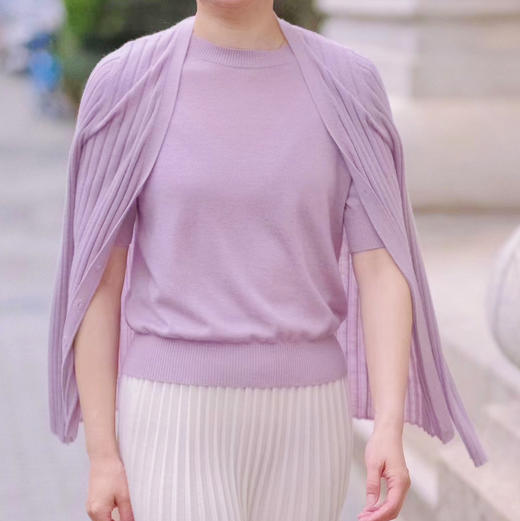 超柔夏季羊绒抽条开衫 商品图1