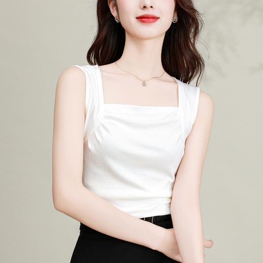 纯色莫代尔方领简约，时尚背心修身显瘦打底小衫KQL-E001M6911 商品图3